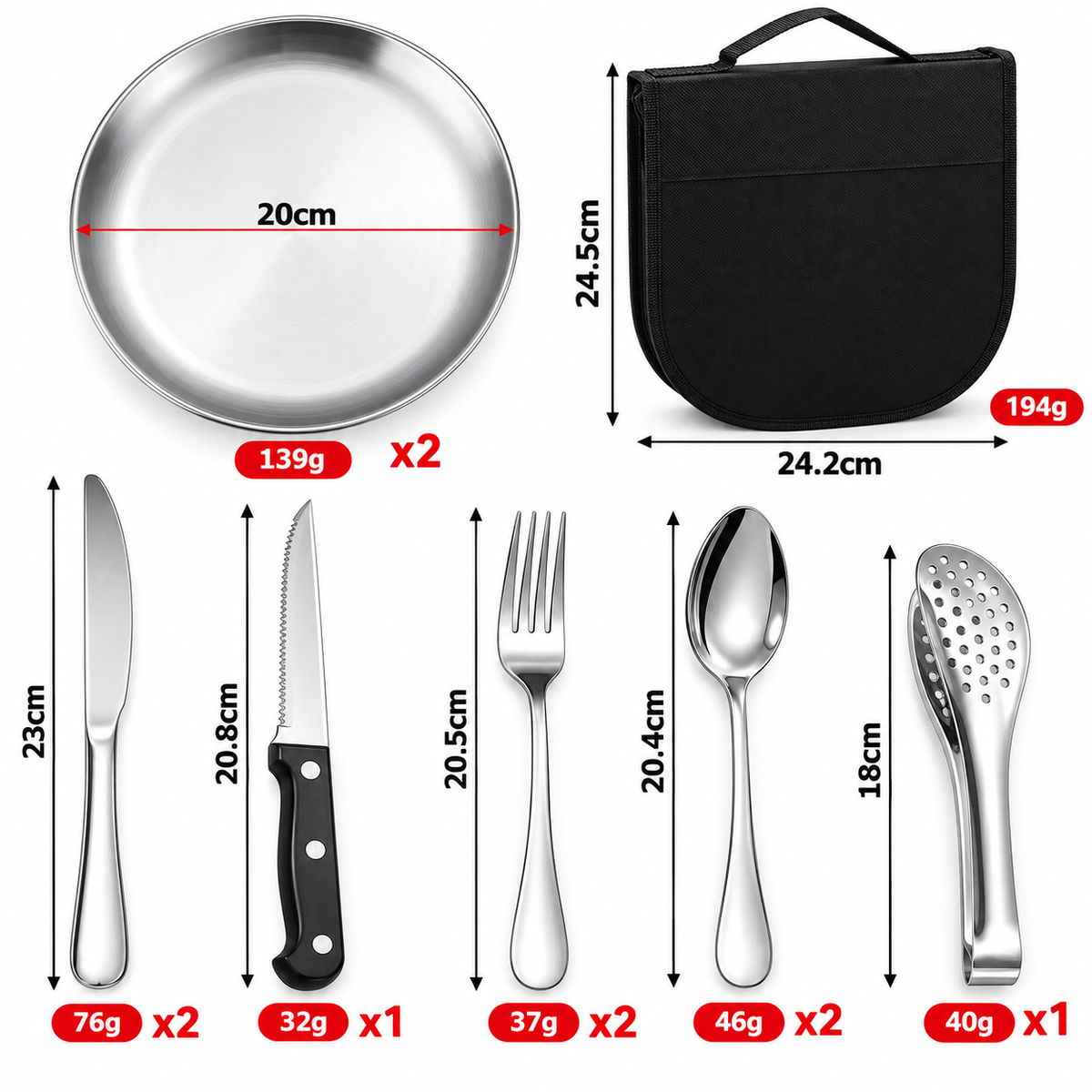 Set me servise per kamping (per 2 persona)