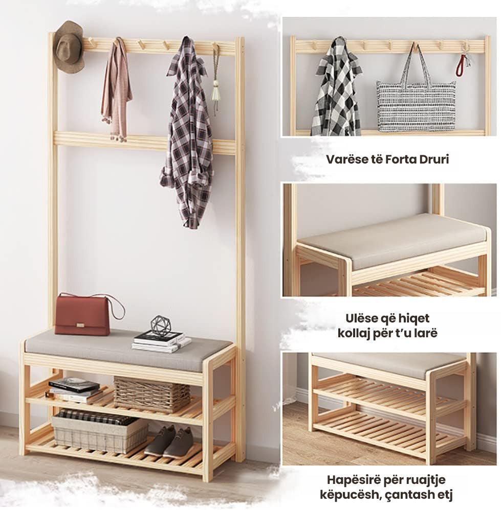 Raft për rroba me stol