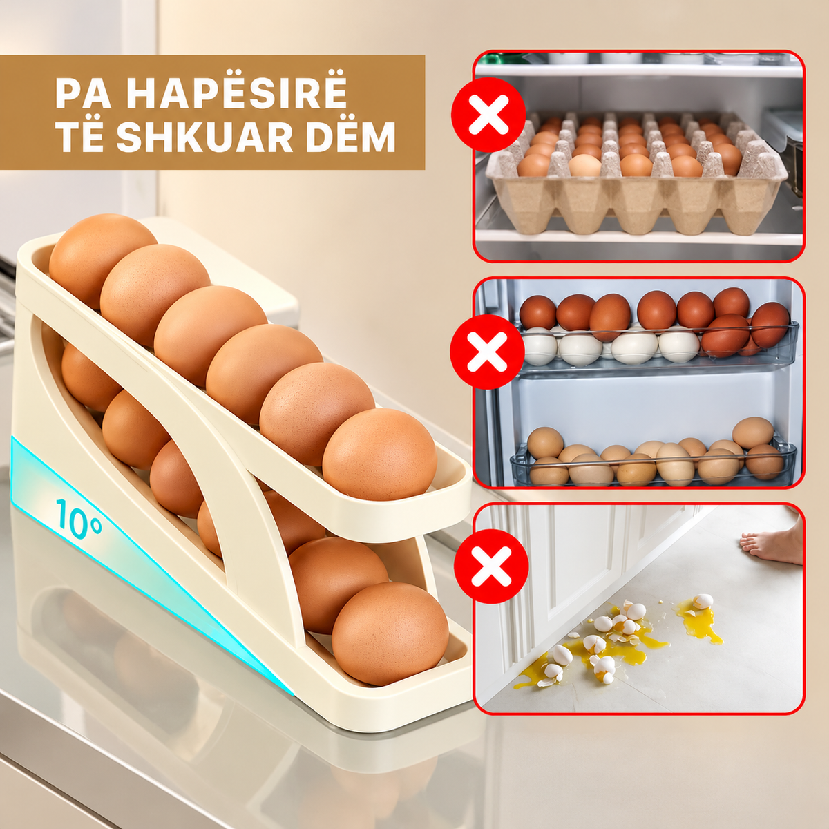 Mbajtëse plastike vezësh për frigorifer