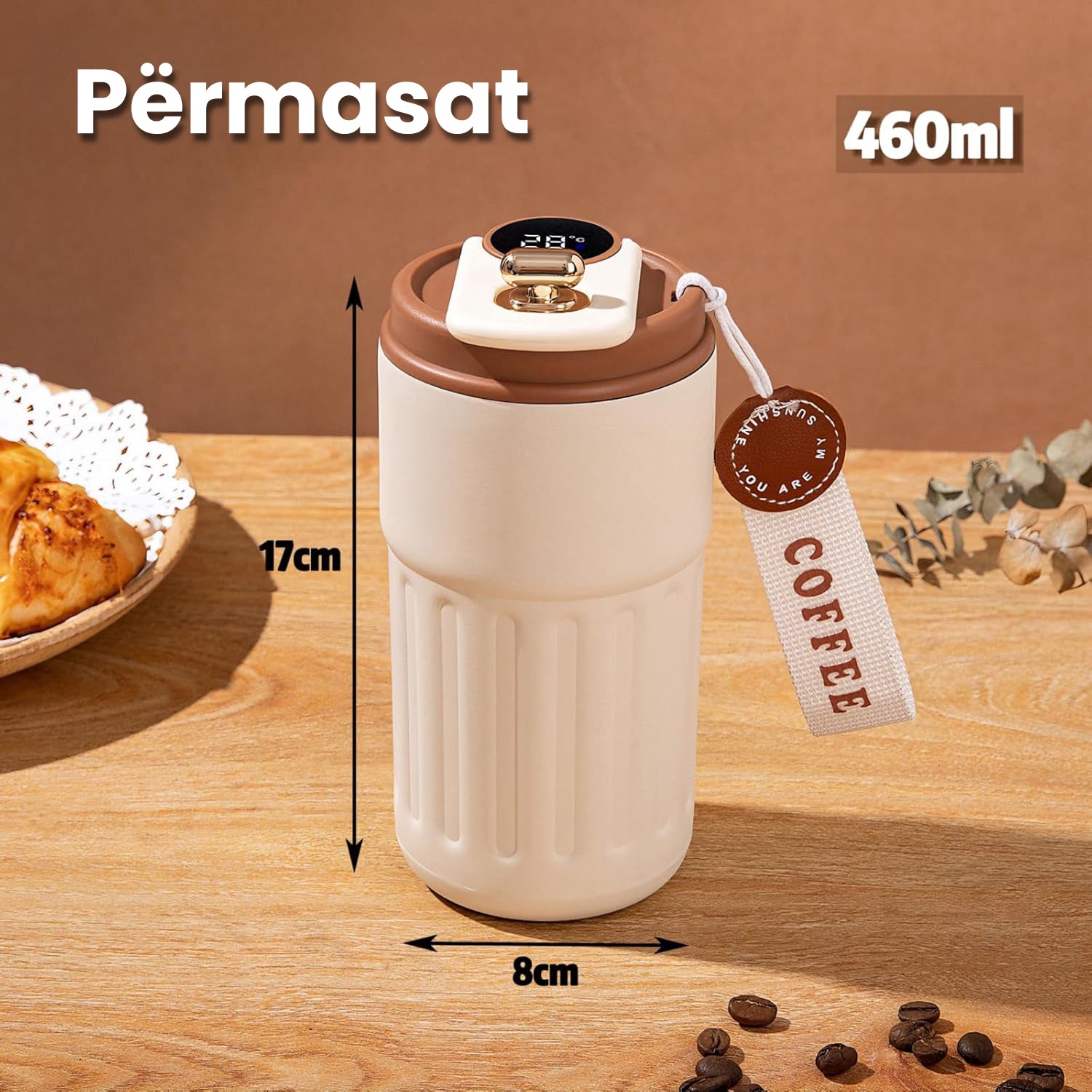 Termus termik me kapak hermetik për kafe
