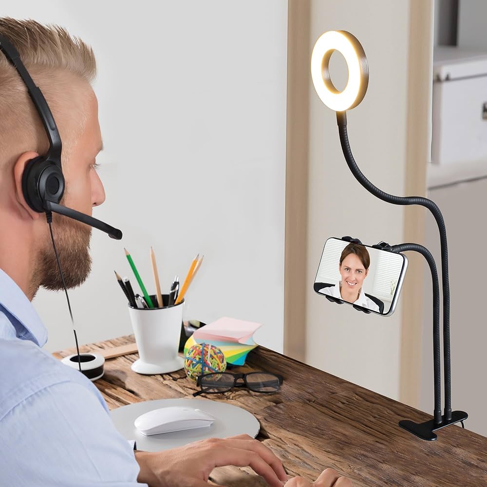 Mbajtës telefoni stativ me ringlight