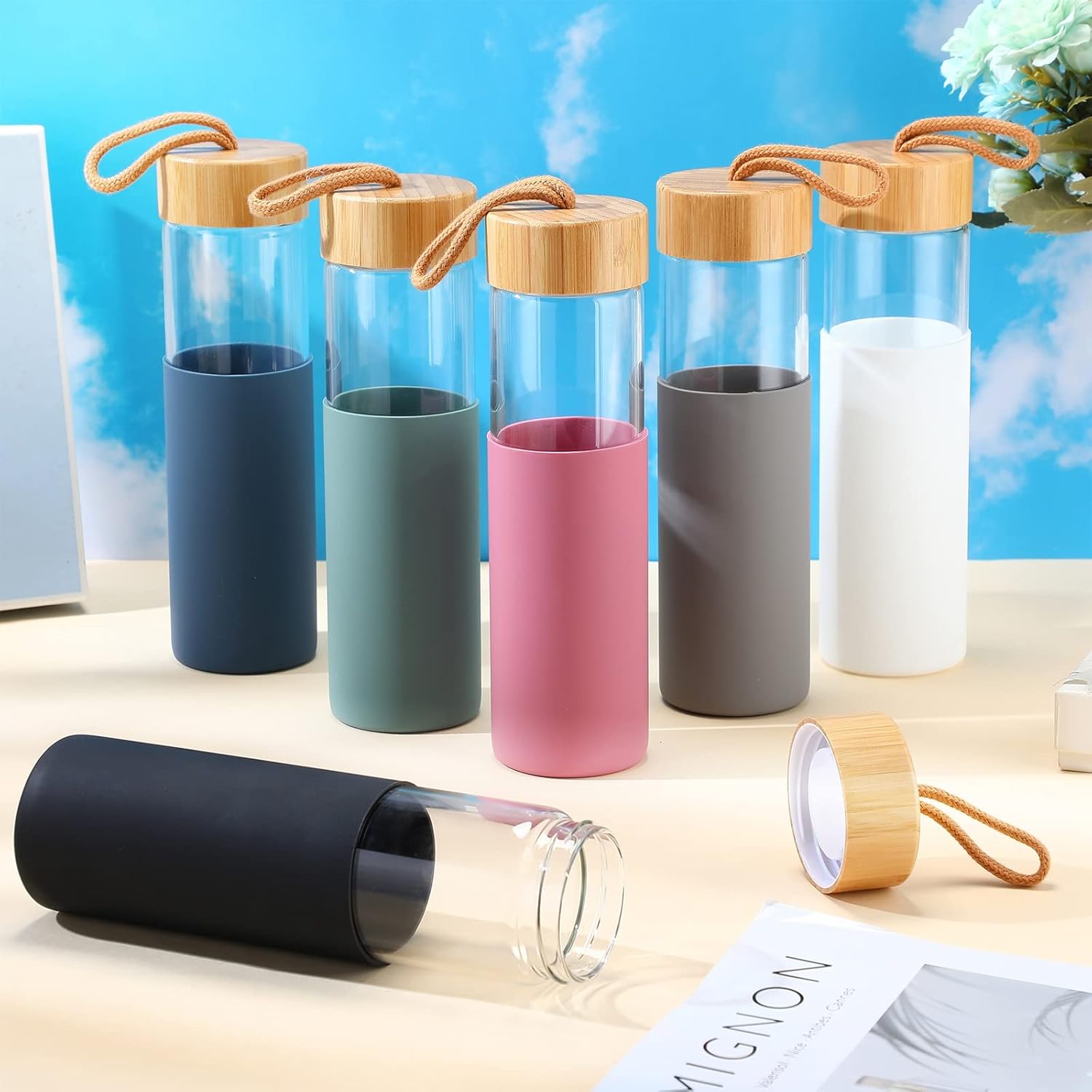 Shishe Qelqi me Kapak Bambu