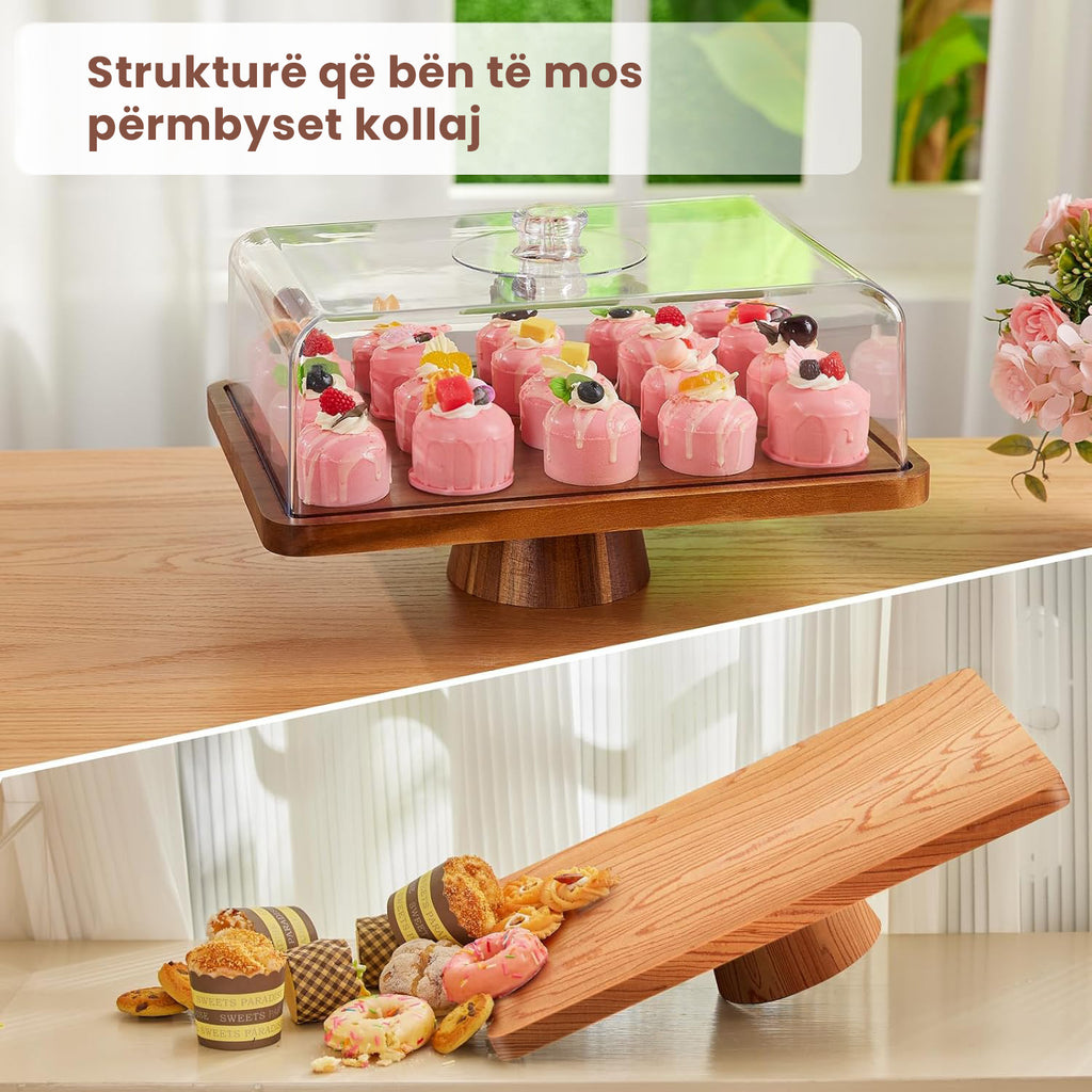 Tabaka druri me kapak për servirje