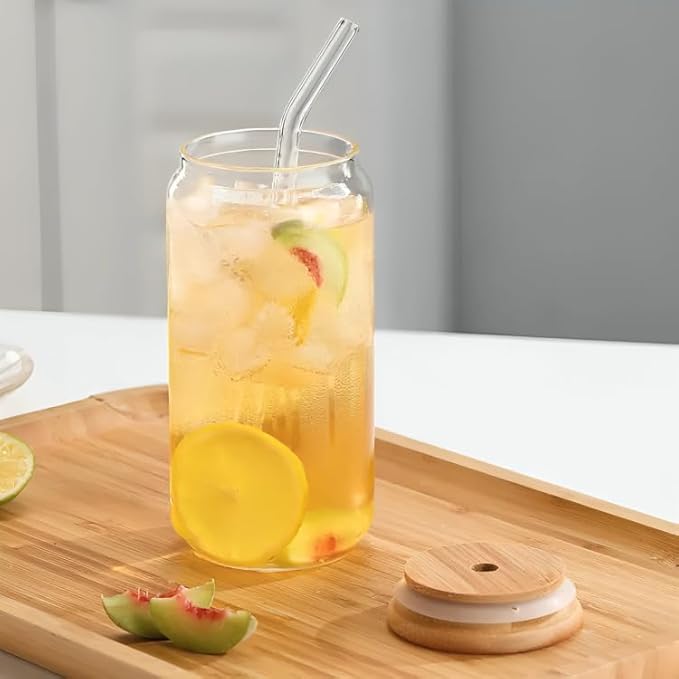 Gotë qelqi me kapak bambu dhe pipë qelqi