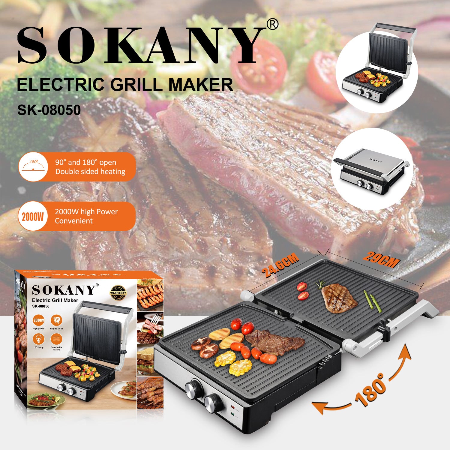 Zgarë dhe Toster Elektrik 180° Sokany SK-08050