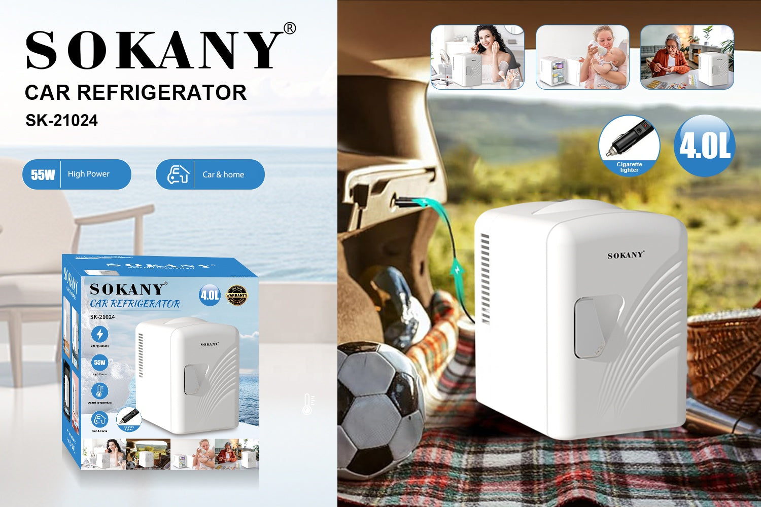 Mini Frigorifer Portativ Sokany – Për Shtëpi, Makinë dhe Kozmetikë