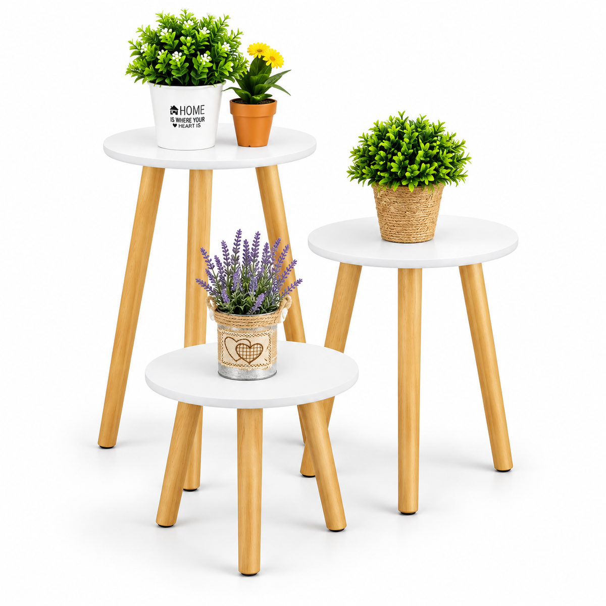 Set me 3 Tavolina ngjyre druri
