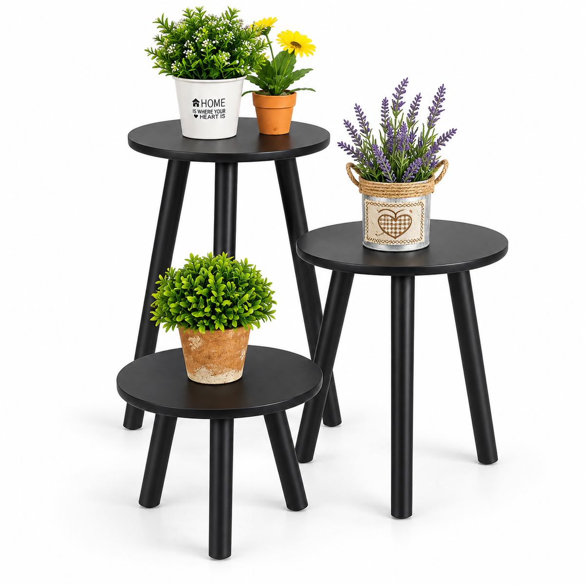Set me 3 Tavolina ngjyre druri