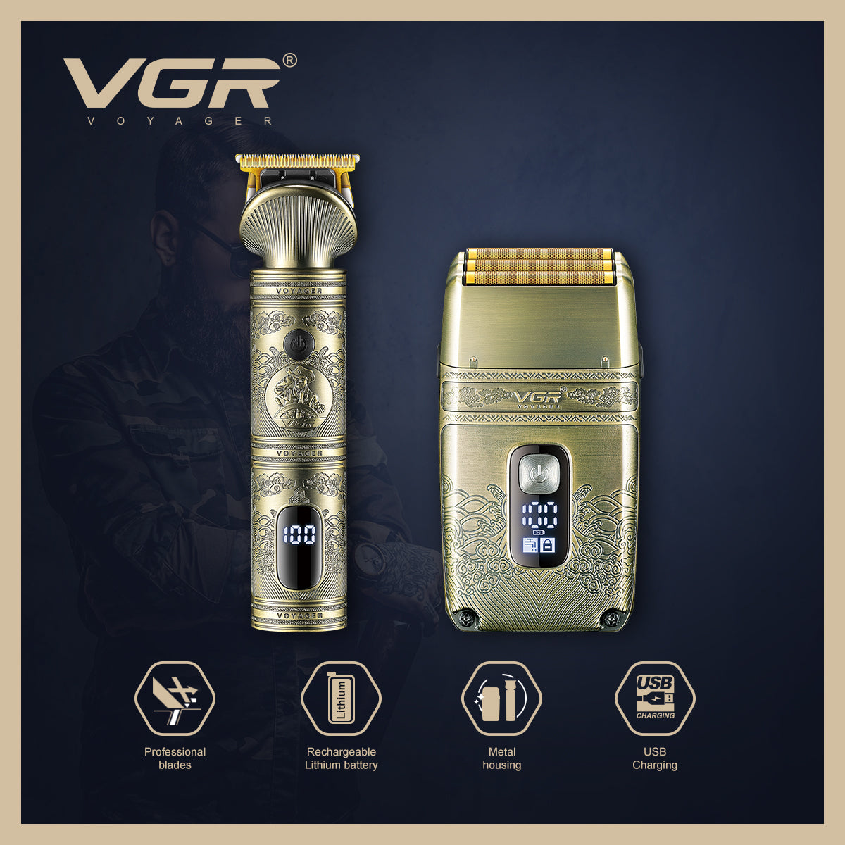 Set Profesional Shaver+Trimmer VGR V-649
