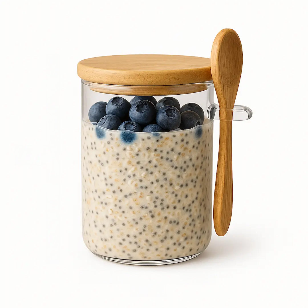 Set 4 gota qelqi me kapak bambuje dhe lugë