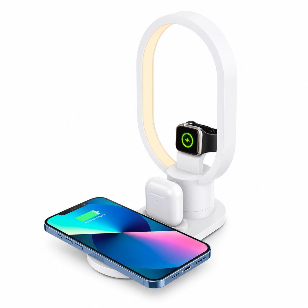 Stacion karikimi wireless me llambë LED