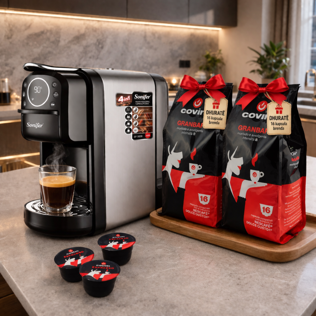 Ekspres Kafeje Sonifer 4në1 me 32 Kapsula DolceGusto Dhuratë
