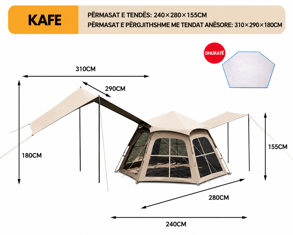 Cader automatike kamping me tende (4-5 persona)