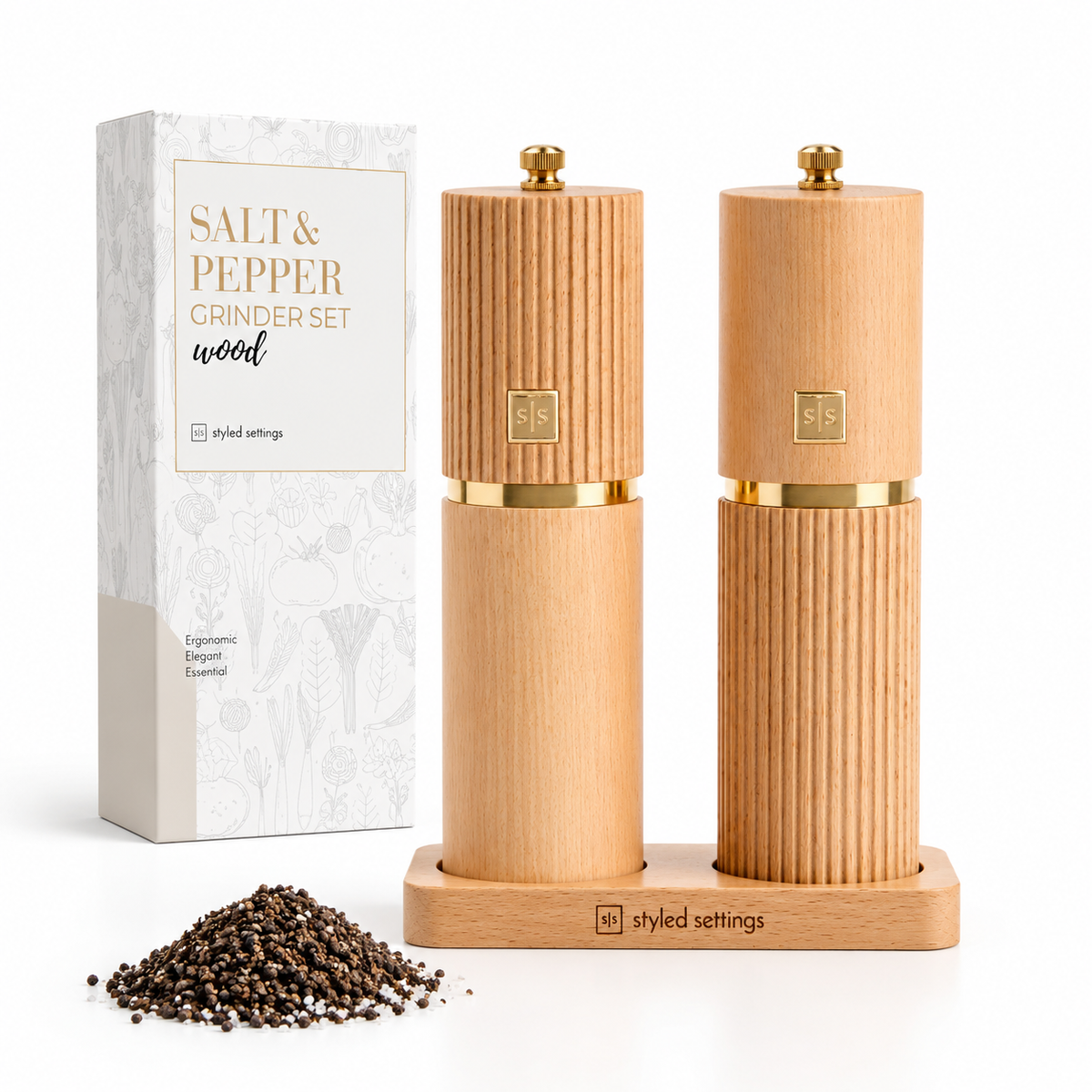 Set Mulliri për Kripë &amp; Piper – Dru Natyral dhe Stil Elegant